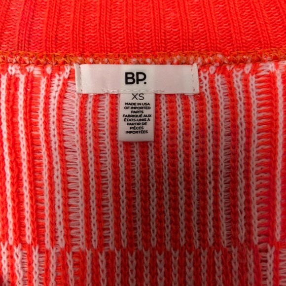 BP. Check V-neck Crop Sweater In Orange Neon Checker - Picture 4 of 7